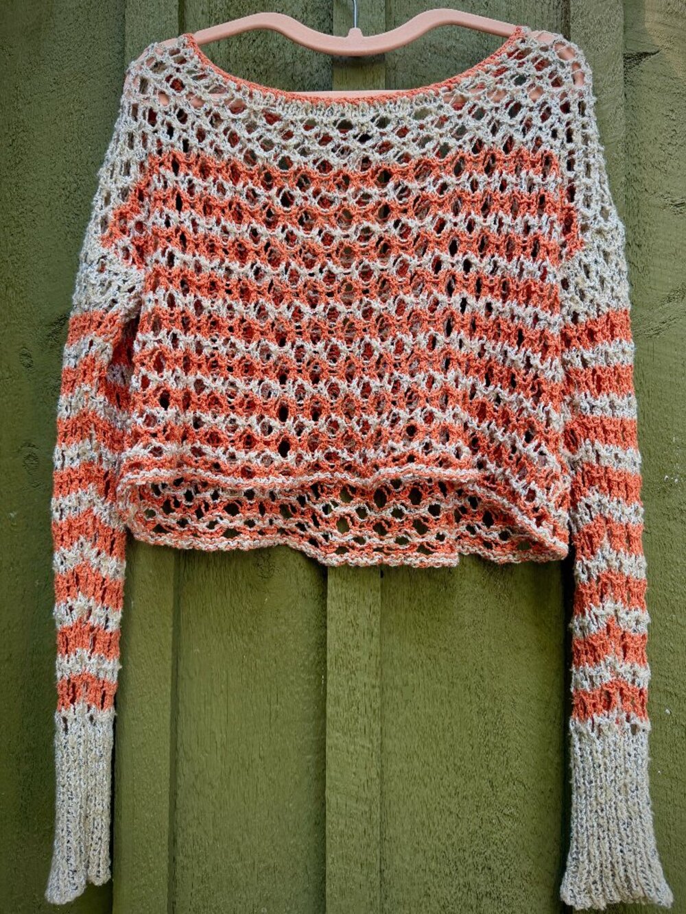 🌲 Free People Striped Crochet Top, Subtle Style!